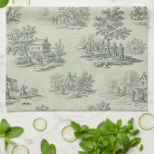 Sanftes Grau Rustikale Farm-Toile-Landschaft Geschirrtuch (Gefaltet)