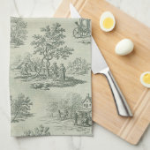 Sanftes Grau Rustikale Farm-Toile-Landschaft Geschirrtuch (Viertel Falte)