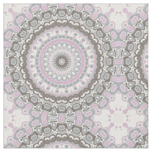 Sanftes Grau und Rosafarbenes Mandala Stoff