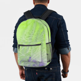 Sanftes Grün- und Lavendel-Harmonie Bedruckter Rucksack