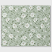 Sanftes grünes Blumen-Cream-Blumenmuster Geschenkpapier (Flach)