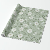 Sanftes grünes Blumen-Cream-Blumenmuster Geschenkpapier (Ungerollt)