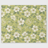 Sanftes grünes Blumen-Cream-Blumenmuster Geschenkpapier (Flach)