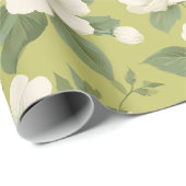 Sanftes grünes Blumen-Cream-Blumenmuster Geschenkpapier (Rolleneckpunkt)