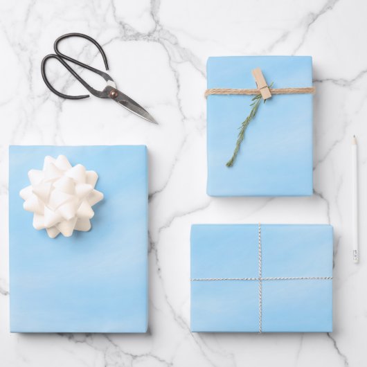 Sanftes Himmelblau Minimales Gradient-Design Geschenkpapier Set (Vorderseite)