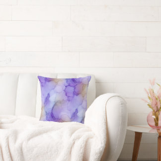 Sanftes Lavendel-Lila und Creme-Wasserfarb-Marmor Kissen