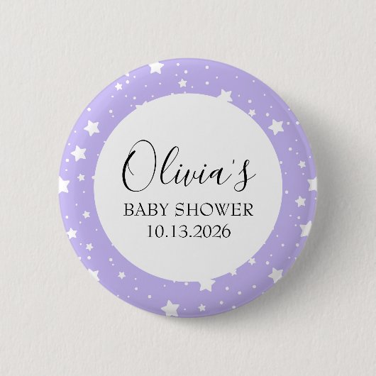 Sanftes Lavendel-Sternenmuster Button (Vorderseite)