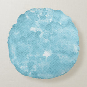 Sanftes Licht Himmelblau Aquarell-Waschung Rundes Kissen
