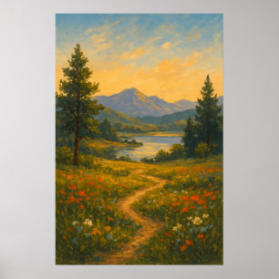 Sanftes Licht über träumerischen Ebenen Landscha Poster