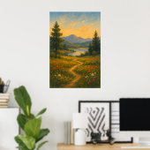 Sanftes Licht über träumerischen Ebenen | Landscha Poster (Heimbüro)