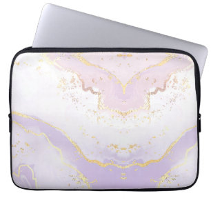 Sanftes Lila Wasserfarbe Gold Spritzer Elegant Laptopschutzhülle