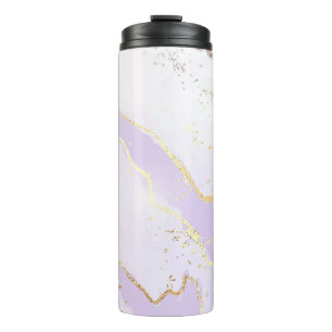 Sanftes Lila Wasserfarbe Gold Spritzer Elegant Thermosbecher