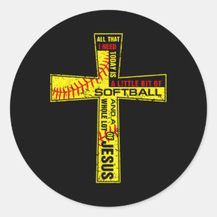 Sanftes Mädchen Christliches Kreuz Glaube Ich brau Runder Aufkleber