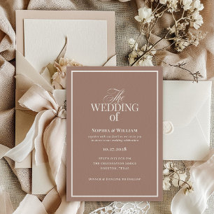 Sanftes Mocha-Taupe Luxuriöse neutrale Hochzeit Einladung
