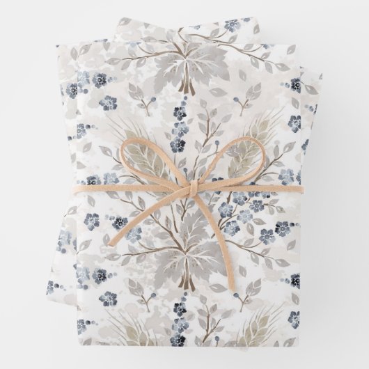 Sanftes neutrales Boho-Blumen-Botanik-Frühlingsmus Geschenkpapier Set (Beispiel)