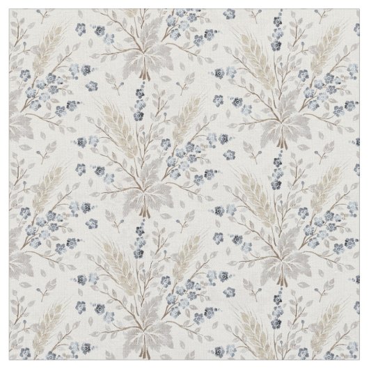 Sanftes neutrales Boho-Blumen-Botanik-Muster Stoff (Nahaufnahme)