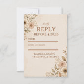Sanftes Neutrales Floral RSVP Karte (Vorderseite)