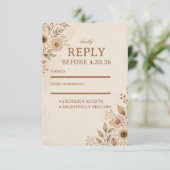 Sanftes Neutrales Floral RSVP Karte (Stehend Vorderseite)