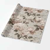 Sanftes Neutrales Rosa Beiges Blumenmuster Geschenkpapier (Ungerollt)