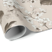 Sanftes Neutrales Rosa Beiges Blumenmuster Geschenkpapier (Rolleneckpunkt)