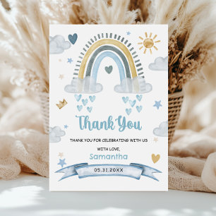 Sanftes Pastellblau Boho-Baby-Begrüßung Danke