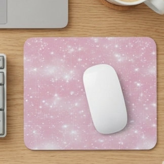Sanftes Pastellrosa Funkelnde Sternen Schimmer Gla Mousepad