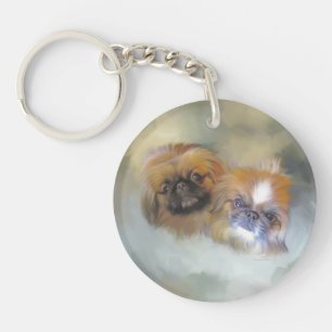 Sanftes Pekingese-Duo Schlüsselanhänger