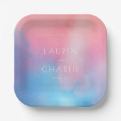 Sanftes Rosa Blau Aquarell Pappteller (Vorderseite)