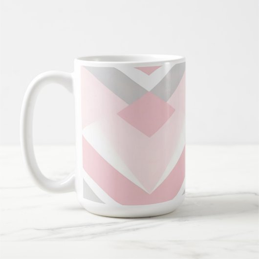 Sanftes Rosa Chevron Geometrisch Kaffeetasse (Links)