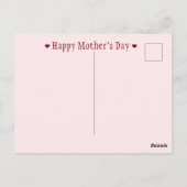 Sanftes Rosa Elegantes Blumen Dankeschön Muttertag Postkarte (Rückseite)