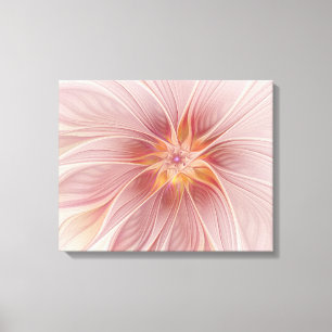 Sanftes rosa florales Traum-Abstract-Fraktal-Kunst Leinwanddruck