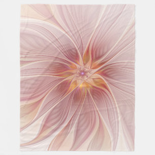 Sanftes rosa florales Traum-Abstraktes Fraktal-Kun Fleecedecke