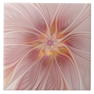 Sanftes rosa florales Traum-Abstraktes Fraktal-Kun Fliese