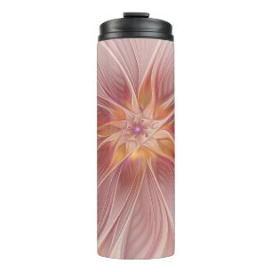 Sanftes rosa florales Traum-Abstraktes Fraktal-Kun Thermosbecher