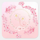 Sanftes Rosa Frühlingsblühen Quadratischer Aufkleber (Vorderseite)