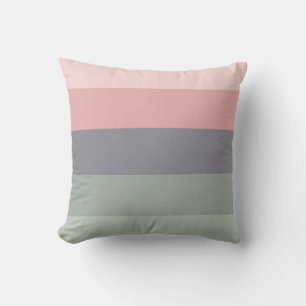 Sanftes Rosa Grün Grau Horizontal Gestreift Kissen