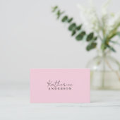 Sanftes Rosa Minimalistisch Visitenkarte (Stehend Vorderseite)