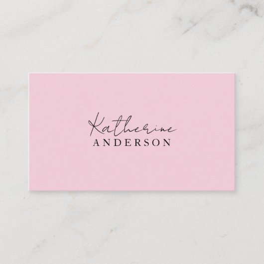 Sanftes Rosa Minimalistisch Visitenkarte (Vorderseite)