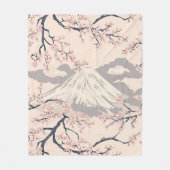 Sanftes Rosa Sakura Mount Fuji Szenenmuster Fleecedecke (Vorderseite)