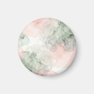 Sanftes Rosa Salbei Grün Aquarell Abstraktes Muste Magnet