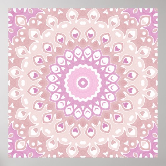 Sanftes Rosa und rosafarbenes Mandala-Muster Poster (Vorne)