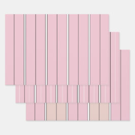 Sanftes Rosa Vertikalstreifenmuster Minimal Geschenkpapier Set