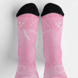 Sanftes rosa Wasserfarbe mit weißem Namen Socken