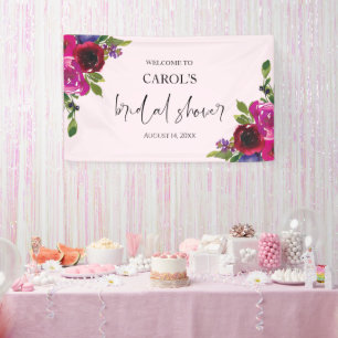 Sanftes rosa Wasserfarben-Blumen-Hochzeitsdusche-B Banner