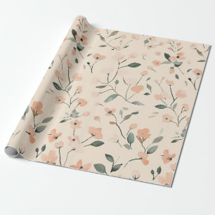 Sanftes Rosarot Wildblumen Vintage Boho 70er Geschenkpapier