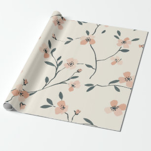 Sanftes Rosarot Wildblumen Vintage Boho 70er Geschenkpapier