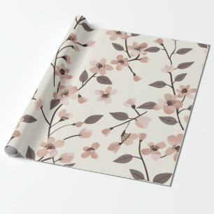 Sanftes Rosarot Wildblumen Vintage Boho 70er Jahre Geschenkpapier
