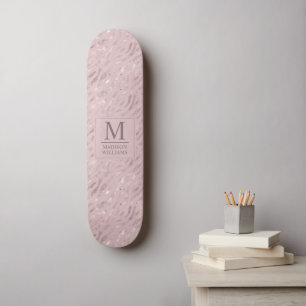 Sanftes Rosé Pastellrosa Gold Silber Glitter Muste Skateboard