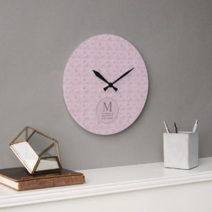 Sanftes Rosé Pastellrosa Goldpunkte Glittermuster Große Wanduhr
