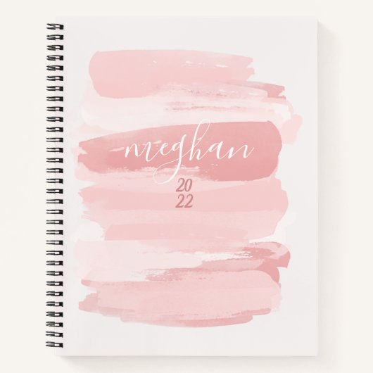 Sanftes Rosé-Wasserfarben-Monogramm-Schriftzug Notizblock (Vorderseite)
